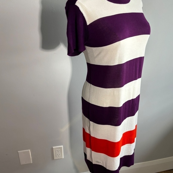 NWT Lacoste Wide Sailor Stripe Knit Dress, Purple/orange - Picture 4 of 8